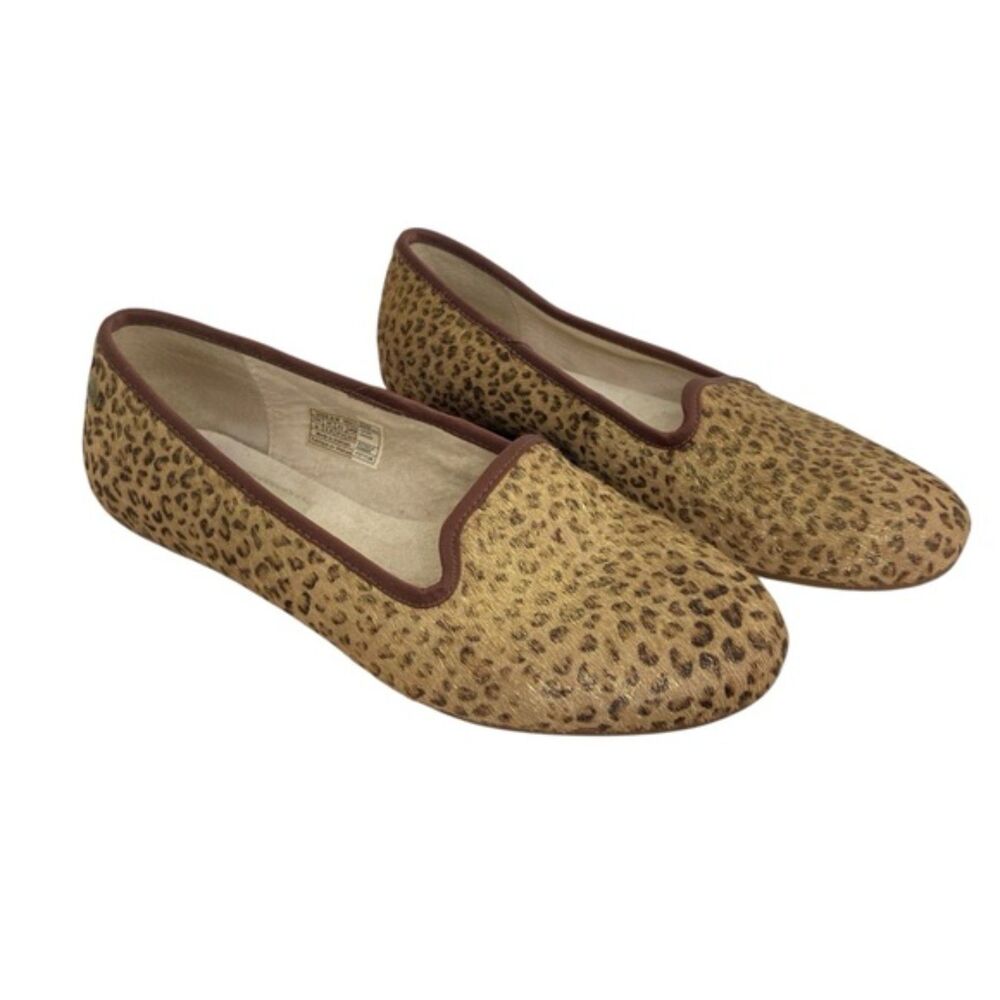 Ugg Alloway Metallic Leopard Calf Hair Moccasin Flat Shoe Size 6